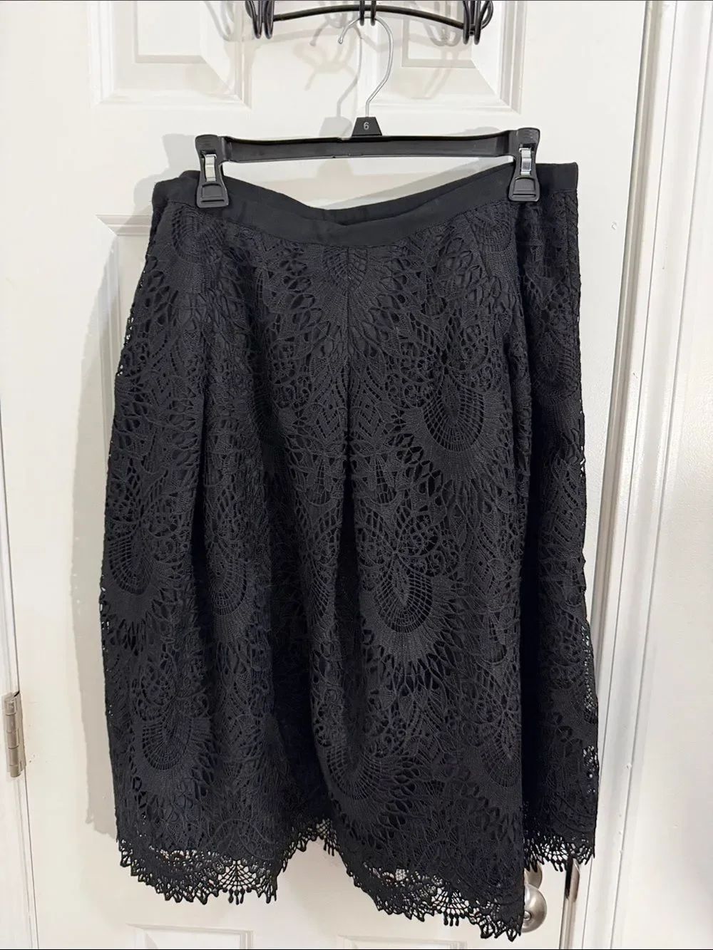 Talbots Black Lace Crochet Circle Skirt Size 12
